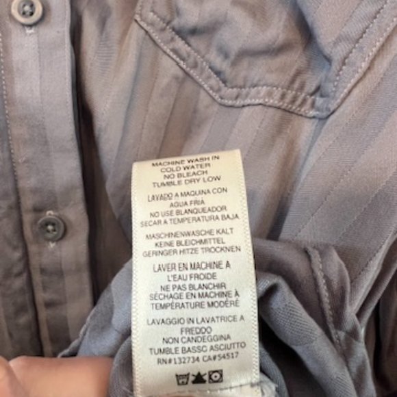 cloth & stone Grey Button Down Striped Shirt with Pocket - Picture 5 of 5
